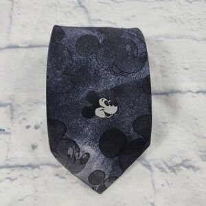 Walt Disney Mickey Mouse Cervantes Ears Neck Tie Retro Gray VINTAGE MADE USA
